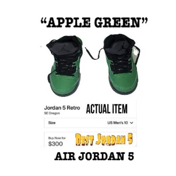 🛑Nike AIR JORDAN 5➕🆒 SNEAKERS Apple Green SHOES Oregon Duck Retro 💸BUY NOW‼️ - Picture 3 of 16